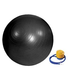 Мяч гимнастический 1869LW (100см, антивзрыв, ножной насос, черный)