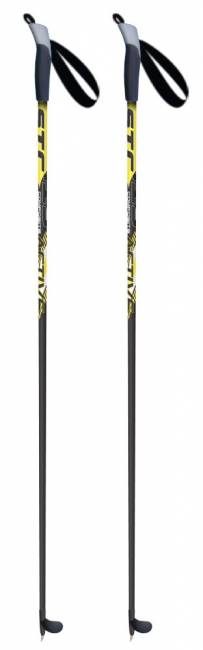 Палки лыжные 100% стекловолокно, рост 135 stc ACTIVE, желтый