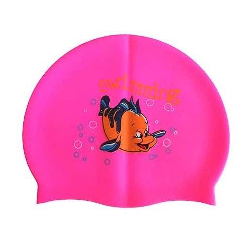 Шапочка для плавания силиконовая с рисунком RH-С10 (розовая)