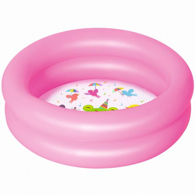 51061 Бассейн надувной детский круглый "Морская жизнь" Bestway 61х15 см, розовый