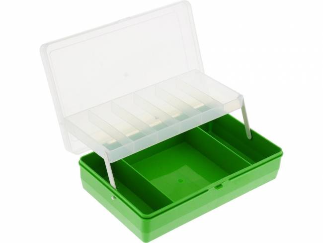 Коробка "Тривол" ТИП-4 (салатовая): 235х150х65мм, двухъярусная с микролифтом, крышка прозрачная