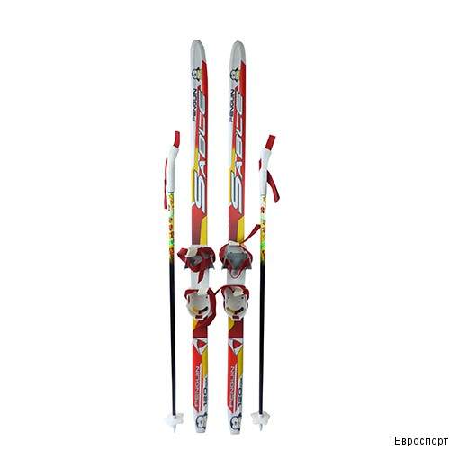 Детский комплект(лыжи, палки,комбинированное крепление) рост 120