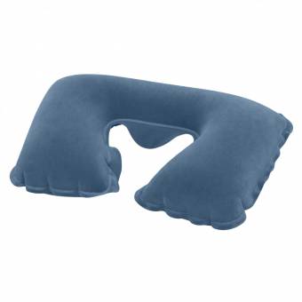 67006 Подушка надувная флок для шеи, 37*24см (синяя)